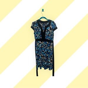 Floral Blue and Black Dress